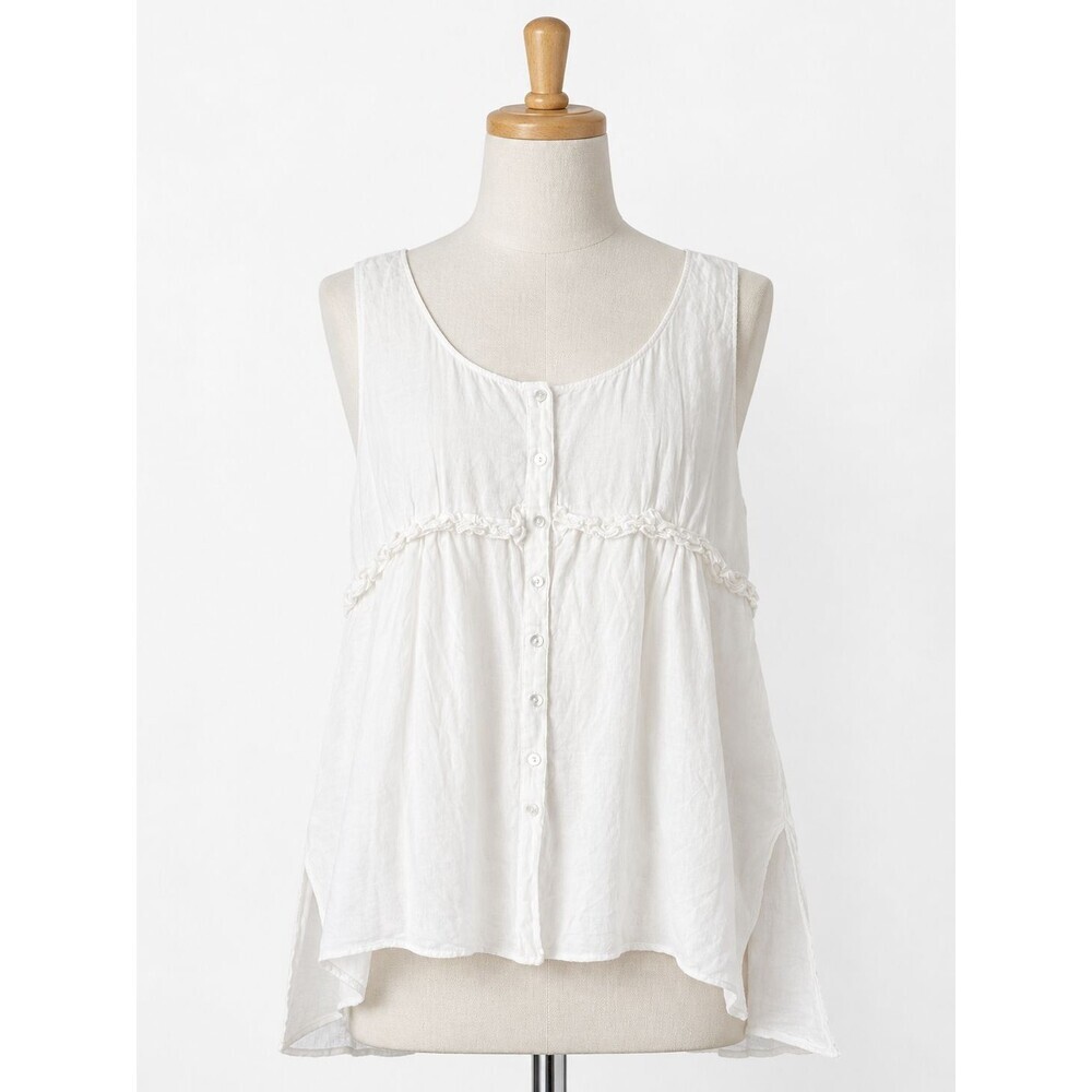 Max Studio M.S.S.P. 100% Linen Top Size Medium Sleeveless White Button Front